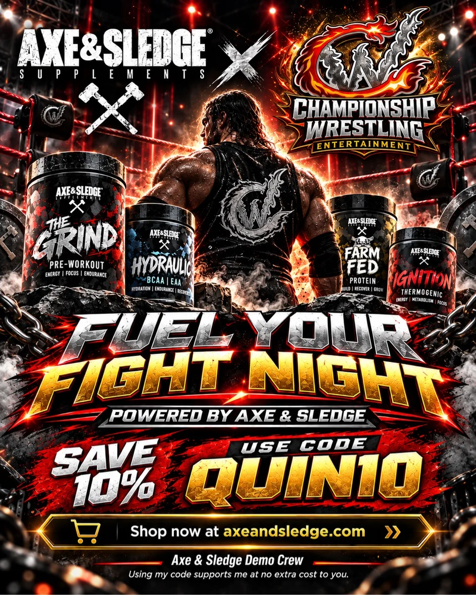 Axe & Sledge Supplements — Fuel Your Fight Night. Save 10% with code QUIN10.